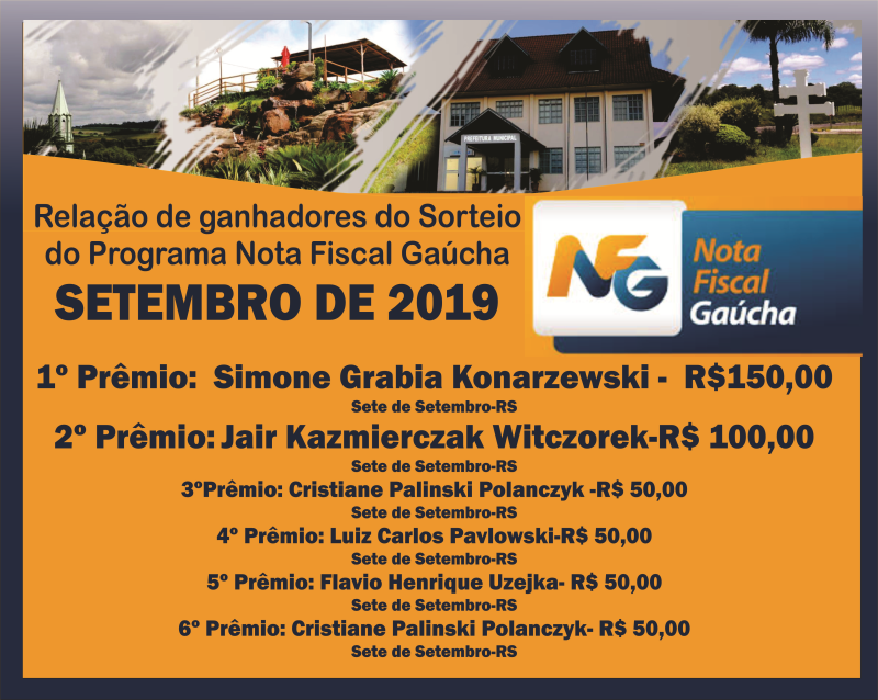 Relação de ganhadores do Programa Nota Fiscal Gaúcha 